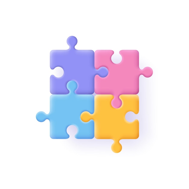 Puzzle, jigsaw, incomplete data concept. Puzzle pieces icon. 3d  illustration.