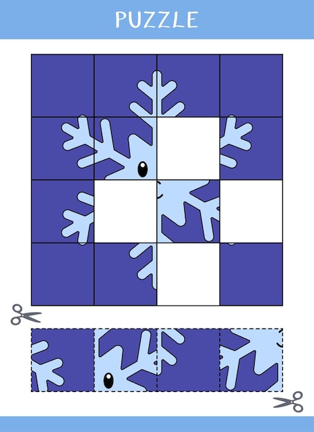 Puzzle for kids Cut and glue Vector worksheet