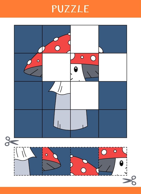 Puzzle for kids Cut and glue Vector worksheet