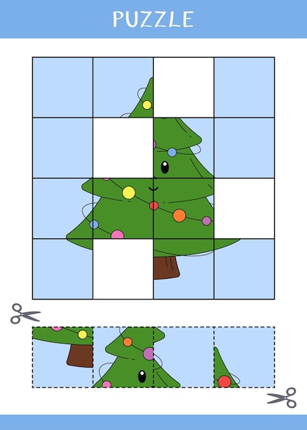 Puzzle for kids Cut and glue Vector worksheet