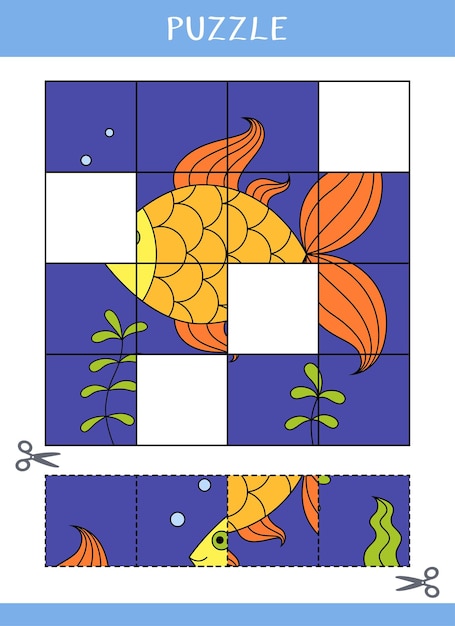 Puzzle for kids Cut and glue Vector worksheet