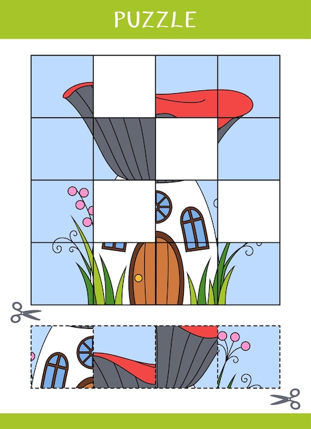 Puzzle for kids Cut and glue Vector worksheet