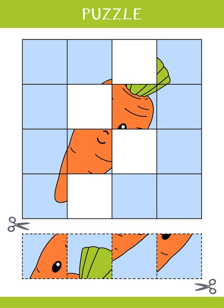 Vector puzzle for kids cut and glue vector worksheet