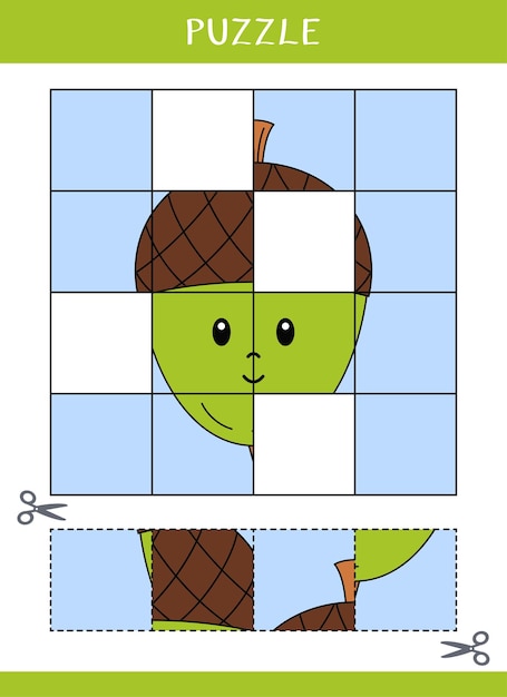 Vector puzzle for kids cut and glue vector worksheet