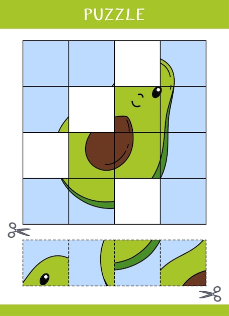 Puzzle for kids Cut and glue Vector worksheet