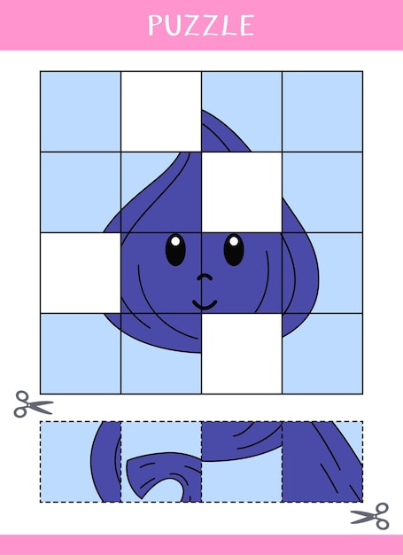 Puzzle for kids Cut and glue Vector worksheet