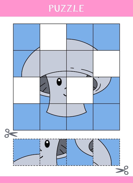 Puzzle for kids Cut and glue Vector worksheet