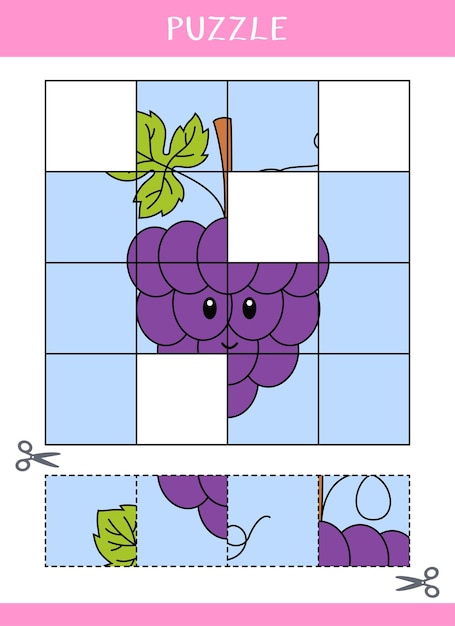 Puzzle for kids Cut and glue Vector worksheet