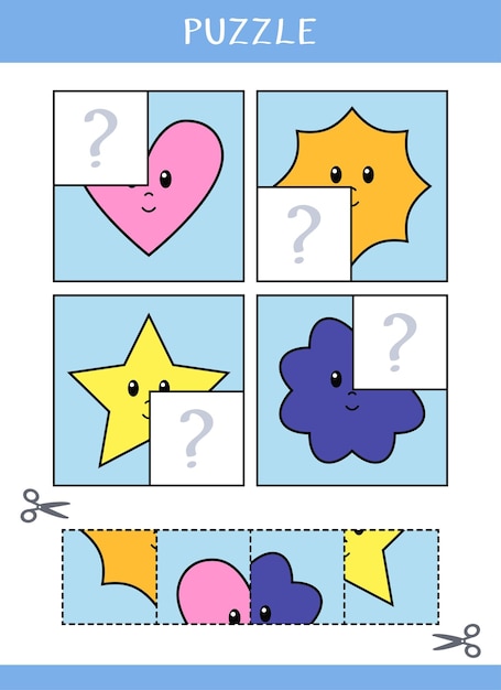 Vector puzzle for kids find the missing parts of the picture