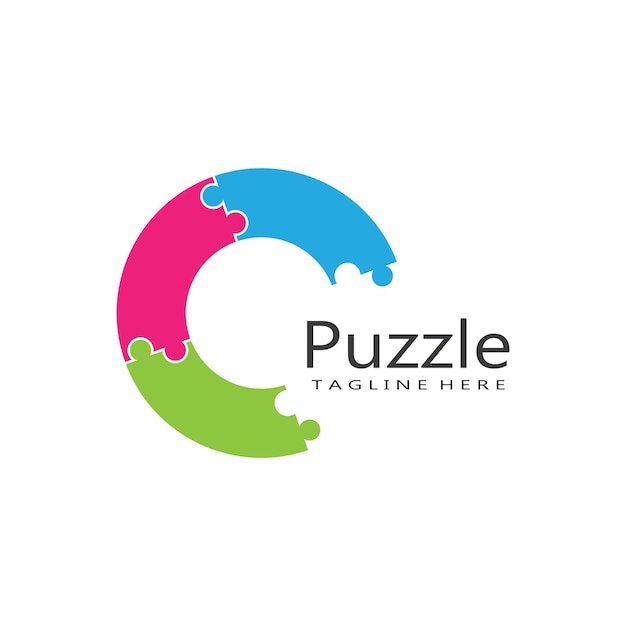 Puzzle logo vector icon template