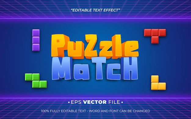 パズルマッチ 3D テキストエフェクト 編集可能なベクトル