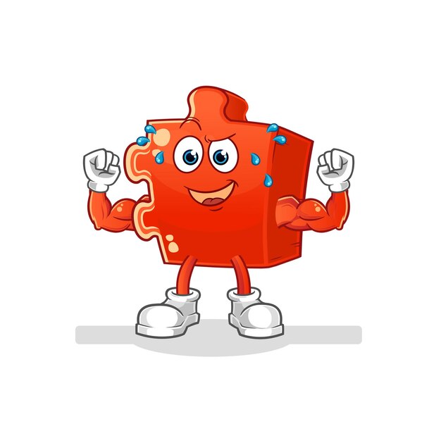 Puzzle muscular cartoon cartoon mascot vectorxA