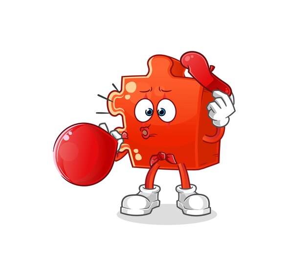 Puzzle pantomime blowing balloon cartoon mascot vectorxa