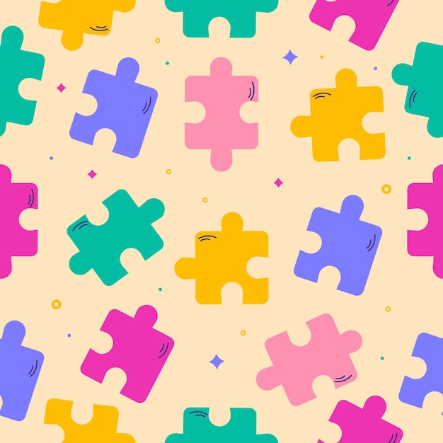 Puzzle pattern Childrens pattern Vector graphics in cartoon style