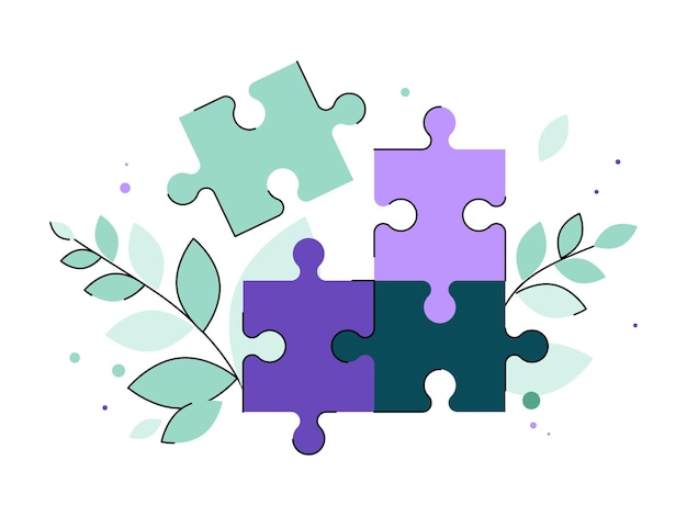 Puzzle pieces Business concept Team work Symbol of teamwork corporate organization partnership