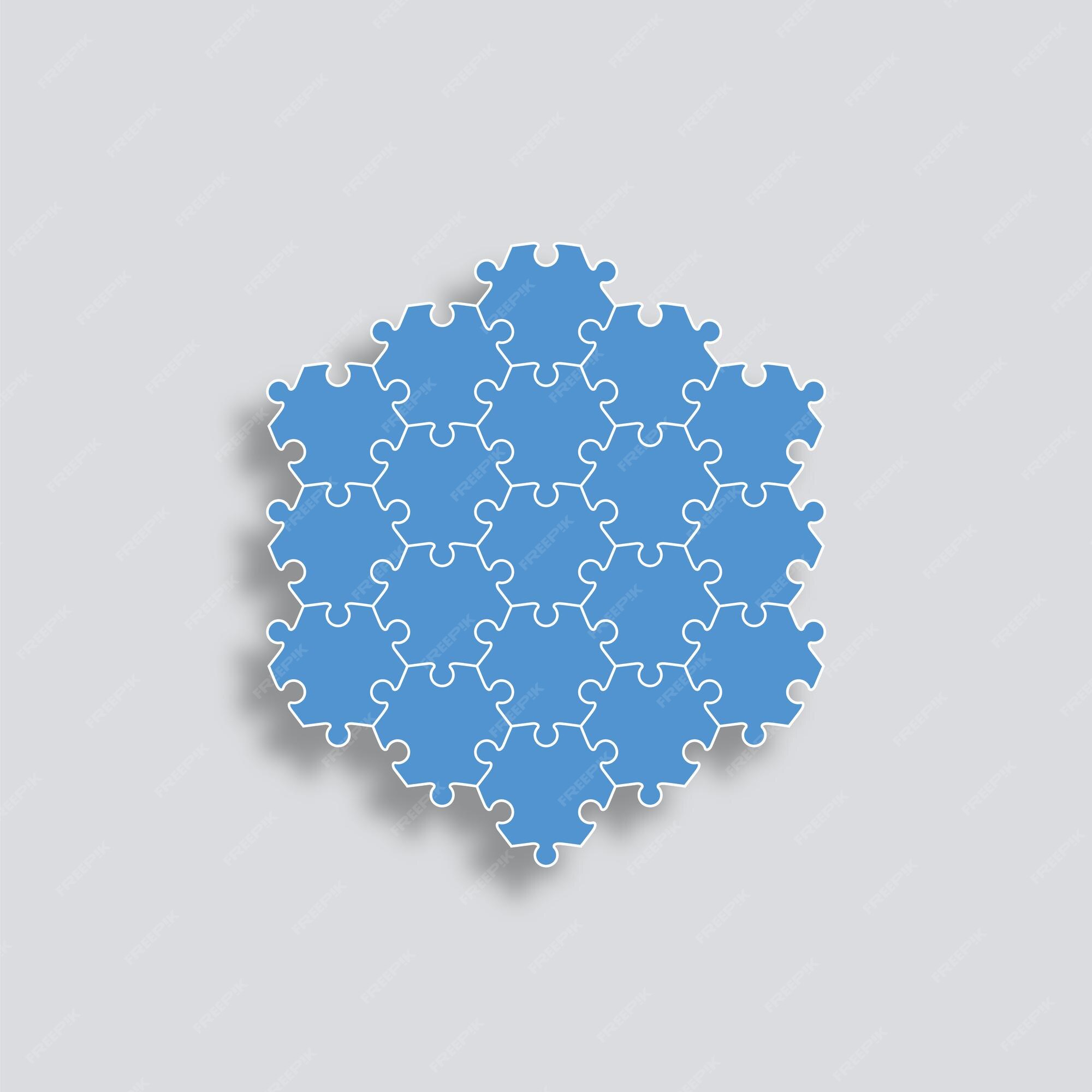 Premium Vector | Puzzle pieces game Jigsaw grid with hexagonal details