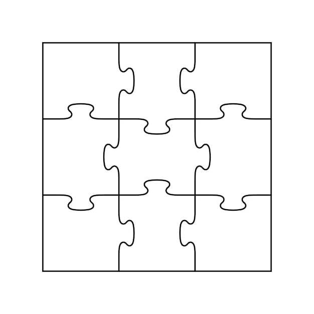 Vettore puzzle pieces grid jigsaw outline grid schema of9details thinking game sfondio moderno con forme