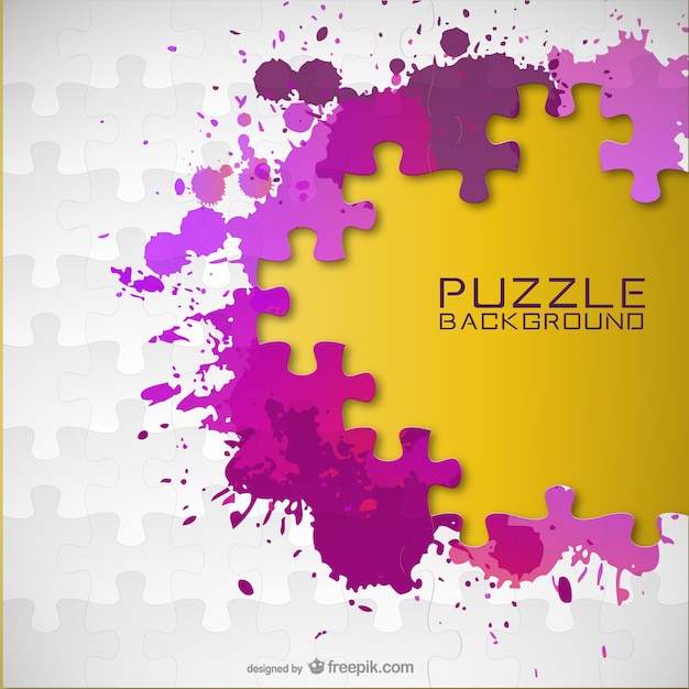 Vector puzzle pieces and paint splashes