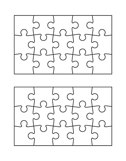 퍼즐 조각 세트입니다. 퍼즐의 그리드입니다. 벡터 일러스트 레이 션.