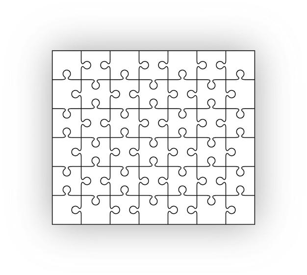 Set di pezzi del puzzle. griglia di contorno del puzzle. sfondo moderno con forme separate. schema di gioco di pensiero