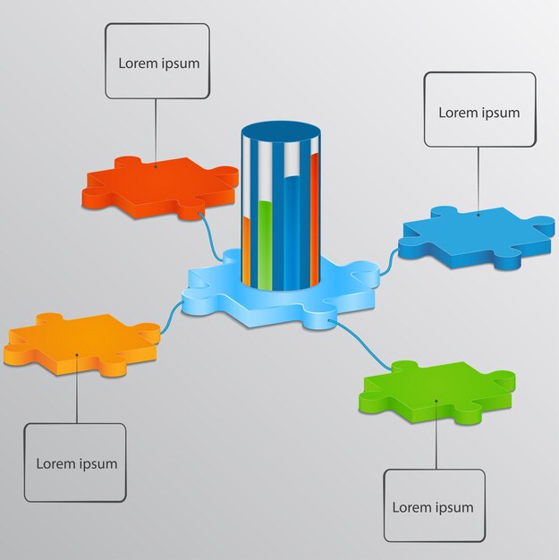 Вектор Кусочки головоломки со шкалой роста. элементы инфографики.