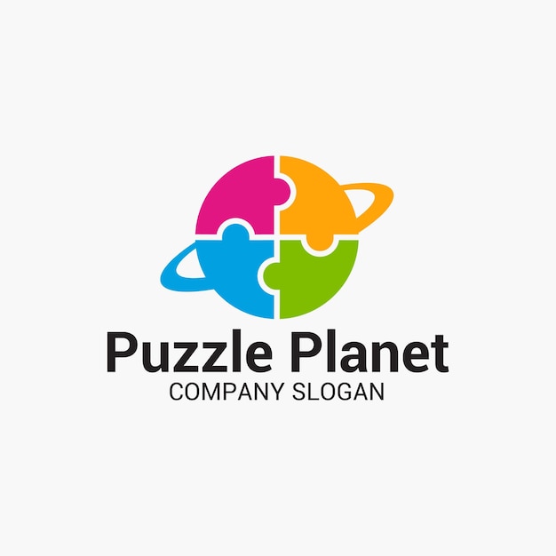 Vector puzzle planet logo