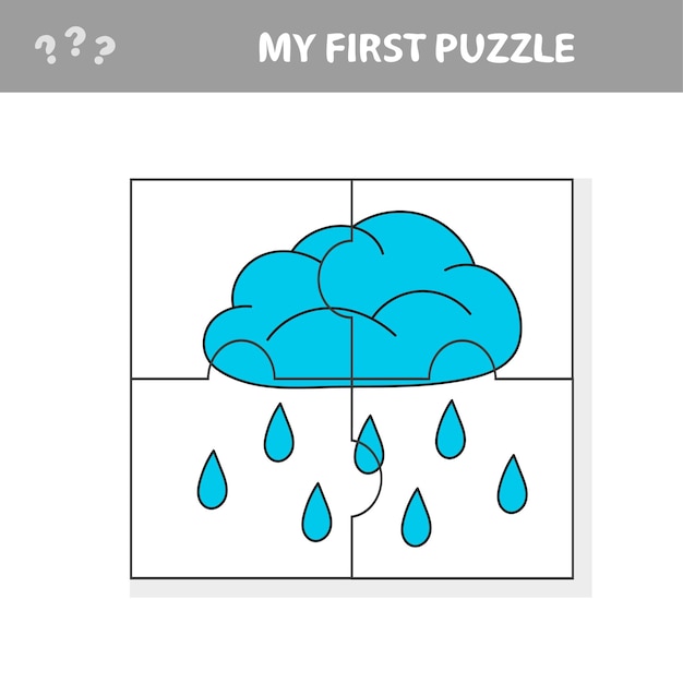 Puzzle rain cloud in cartoon style education game for preschool
children