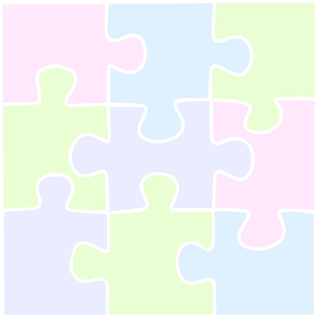 Vector puzzle raster sjabloon 9 stukken puzzel denken spel vector illustratie