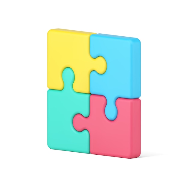 Puzzle square 3d icon colored diagram with creative solution