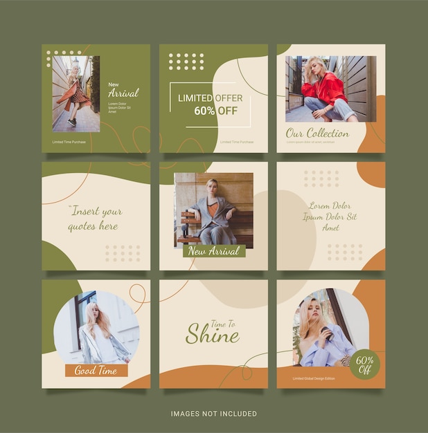 Puzzle template fashion women post instagram