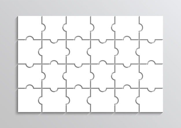 Premium Vector  Puzzle template with 24 pieces jigsaw outline grid  thinking game with separate shapes