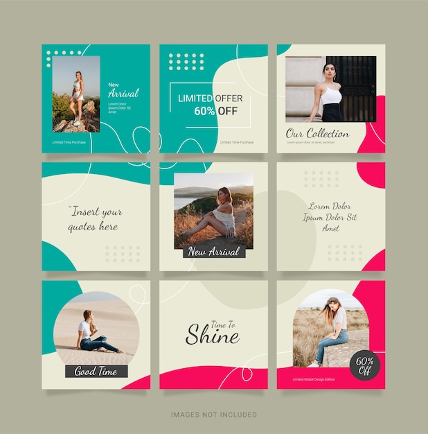 Puzzle template women fashion post instagram