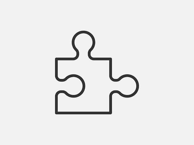 Puzzle toy icon on white background. line style vector illustration.