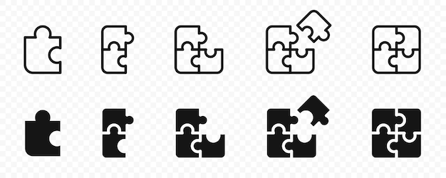 Значок вектора головоломки Иконки кусочков головоломки Головоломка головоломки изолирована на прозрачном фоне