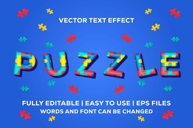 Puzzle vector text effect fully editable