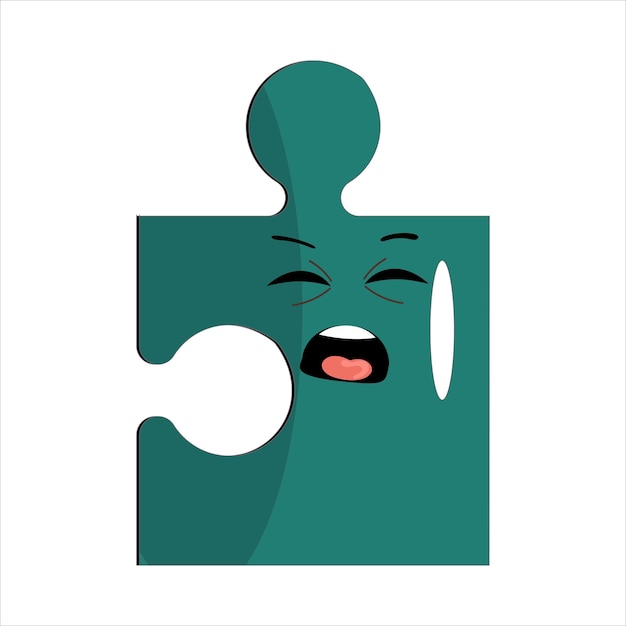 Puzzles faces Funny bright puzzle pieces characters cute smile or angry face emotion jigsaw emoji