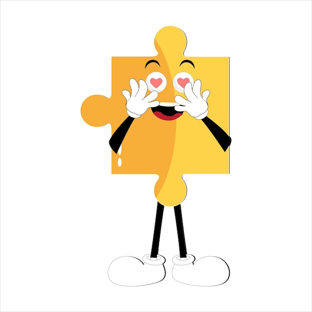 Puzzles faces Funny bright puzzle pieces characters cute smile or angry face emotion jigsaw emoji