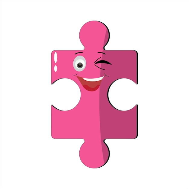 Puzzles faces Funny bright puzzle pieces characters cute smile or angry face emotion jigsaw emoji