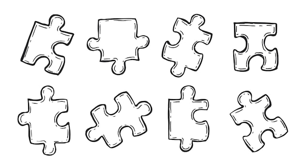 Puzzles hand drawn vector illustration