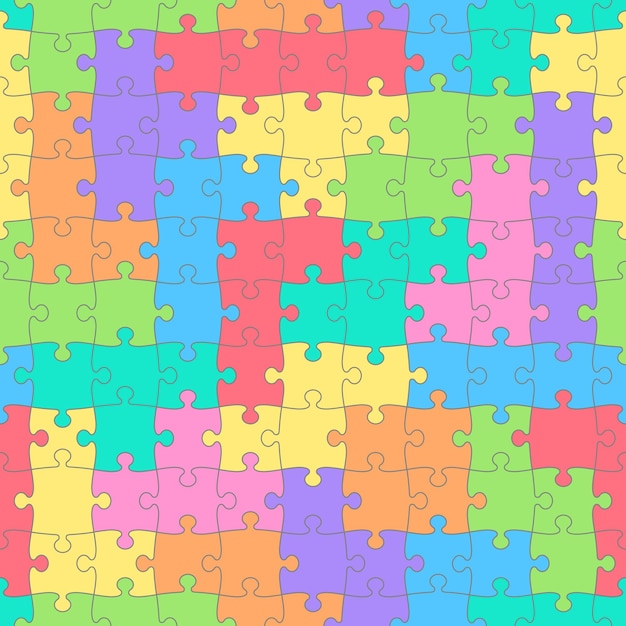Puzzles seamless pattern with colored tetris shapes. Children's background. Vector illustration