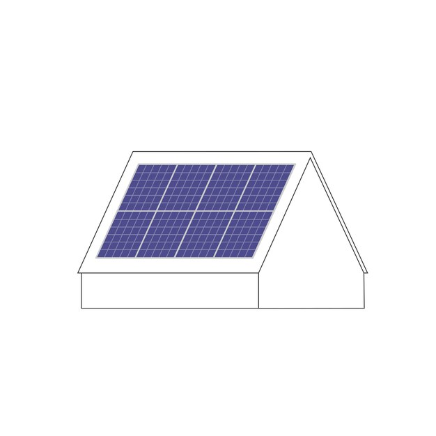 Pv panels on roof silhouette vector isolated on white background