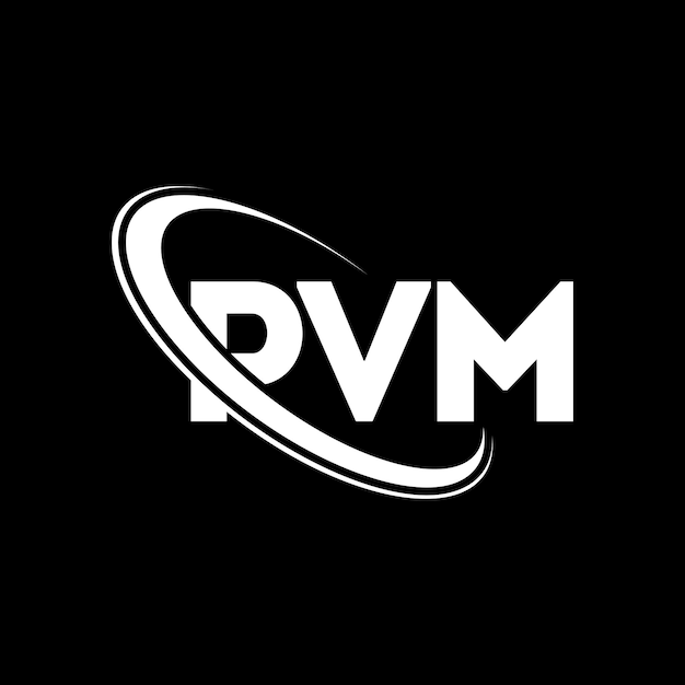 Логотип PVM Письмо PVM Дизайн логотипа Письма PVM Инициалы Логотипа PVM, связанная с кругом и заглавными буквами Логотип монограммы PVM Типография для технологического бизнеса и бренда недвижимости