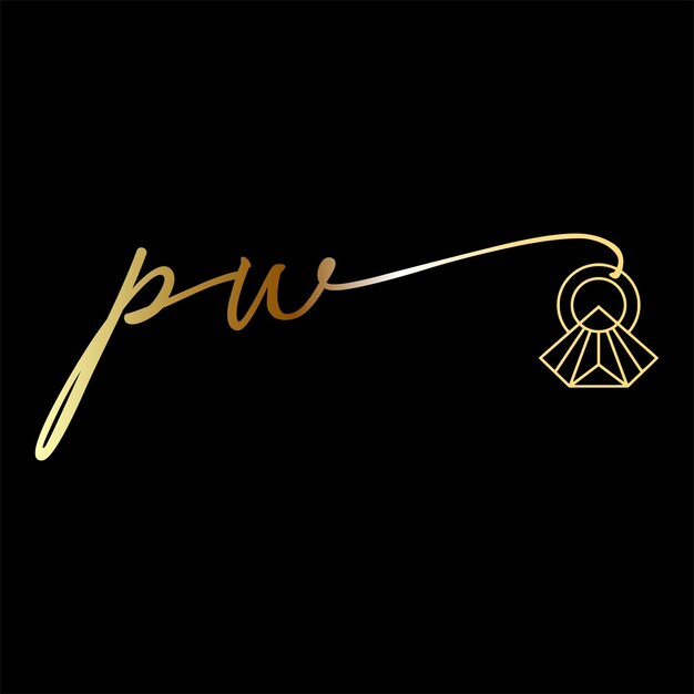 PW initial logo Wedding  handwriting jewelry logo vector template