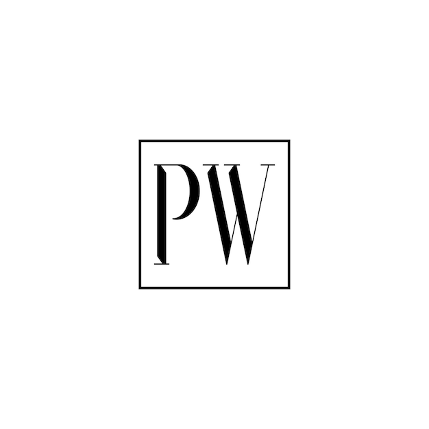 PW 모노그램 로고 디자인 문자 텍스트 이름 기호 흑백 로고타입 알파벳 문자 심플 로고