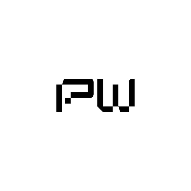 PW モノグラムロゴ デザイン文字 テキスト名 シンボル モノクロロゴタイプ アルファベット文字 シンプルロゴ