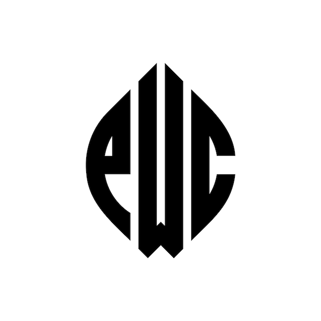 pwc circle letter logo design with circle and ellipse shape pwc ellipse letters with typographic style the three initials form a circle logo pwc circle emblem abstract monogram letter mark vector