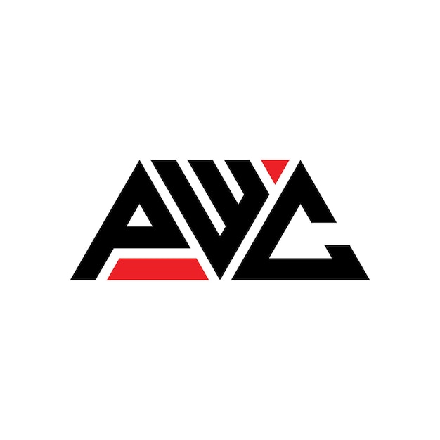 PWC 三角形字母标志设计与三角形 PWC三角形标志设计 单体 PWC 三边形矢量标志模板与红色 PWC 三方形标志 简单优雅和豪华的 PWC 标志