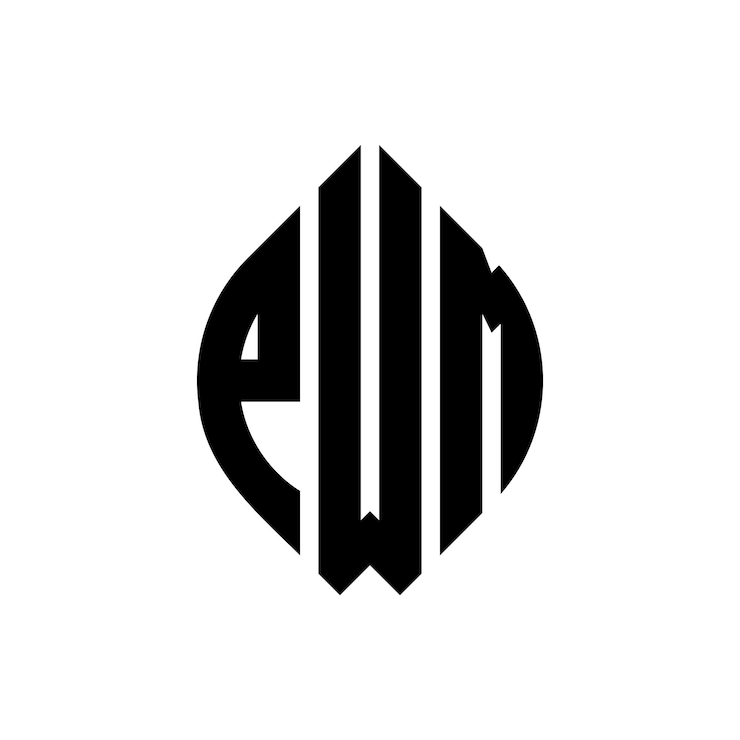 Vector pwm circle letter logo design with circle and ellipse shape pwm ellipse letters with typographic style the three initials form a circle logo pwm circle emblem abstract monogram letter mark vector