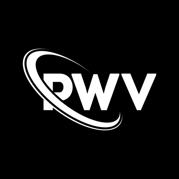 PWV ロゴ PWV LETTER PWV LOGO デザイン イニシャル PWV ローゴ 円と大文字のモノグラム ロゴ 技術ビジネスと不動産ブランドのPWV タイポグラフィー