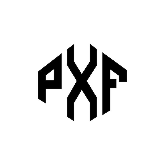 Вектор pxf буквенный дизайн логотипа с многоугольной формой pxf многоугольная и кубическая форма дизайна логотипа pxf шестиугольный векторный шаблон логотипа белые и черные цвета pxf монограмма бизнес и логотип недвижимости